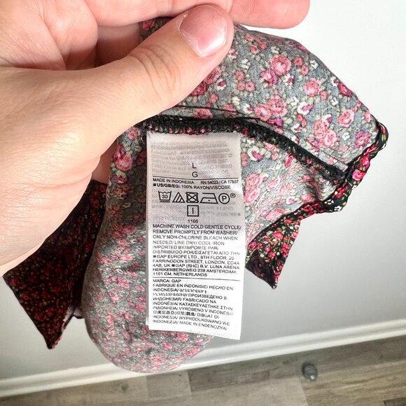 GAP Ditsy Rose Floral Satin Mini A-Line Dress Y2K 90's Babydoll Coquette Sz L - Picture 5 of 6